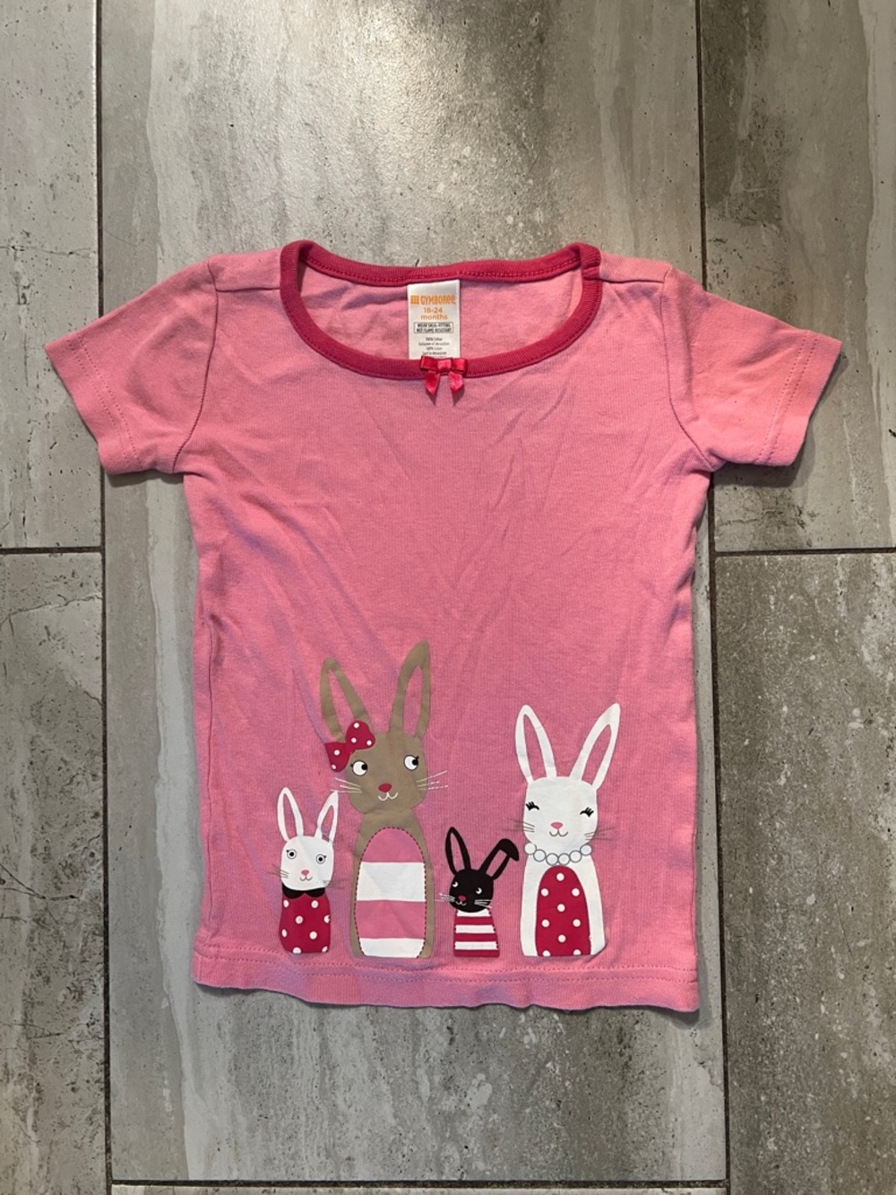 Gymboree Pink Short-Sleeve Tee with Bunny Family Graphic